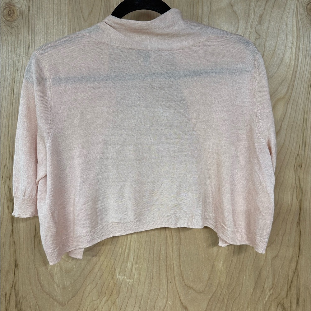 Talbots 100% Silk Cropped Open Cardigan Light Pink Size Medium - Picture 4 of 6
